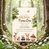 moderne Landelijke Bosdieren Baby's Eerste Verjaar Kaart