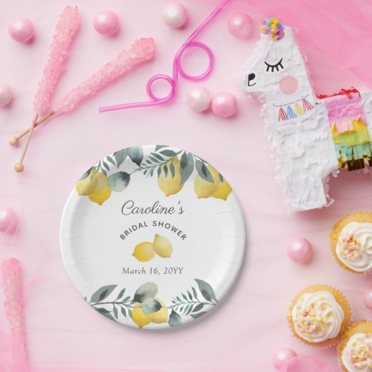 Moderne Landelijke Citroenen Bloemrijke Boho Bruid Papieren Bordje (Feest)