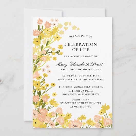 Moderne landelijke gele roze koraal kaart (Voorkant)