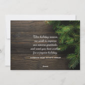 Moderne landelijke roesthout en groene olievlek feestdagenkaart (Achterkant)