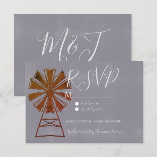 Moderne landelijke windmolen steen kaart (Voorkant / Achterkant)