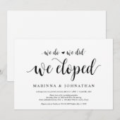 Moderne landelijke, Zwarte script, Trouw Elopement Kaart (Voorkant / Achterkant)