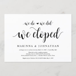 Moderne landelijke, zwarte script, trouw-elopement kaart