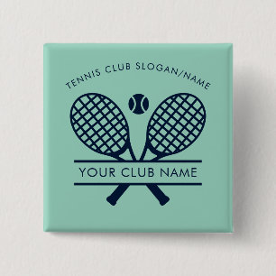 Moderne Landen Tennis Country Club Naam Team Coach Vierkante Button 5,1 Cm