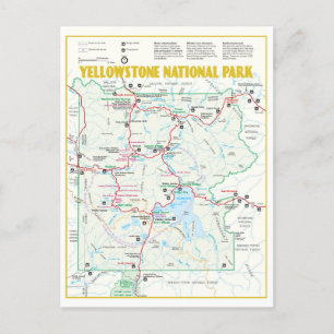 Moderne landkaart Yellowstone National Park Briefkaart