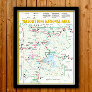 Moderne landkaart Yellowstone National Park Poster
