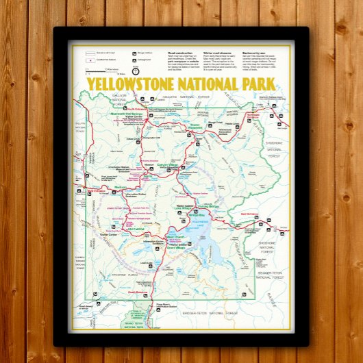 Moderne landkaart Yellowstone National Park Poster