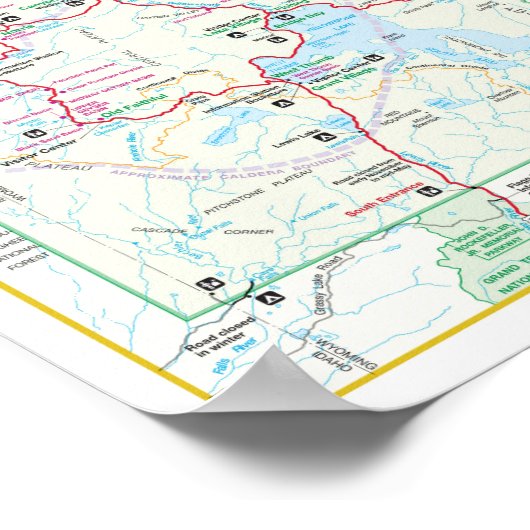 Moderne landkaart Yellowstone National Park Poster (Hoek)