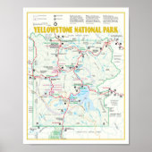 Moderne landkaart Yellowstone National Park Poster (Voorkant)