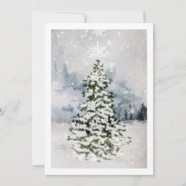 Moderne landschappelijke bos besneeuwde kerstboom feestdagenkaart