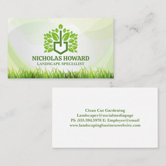 Moderne landschapsarchitectuur Logo | Gras Visitekaartje (Voorkant / Achterkant)