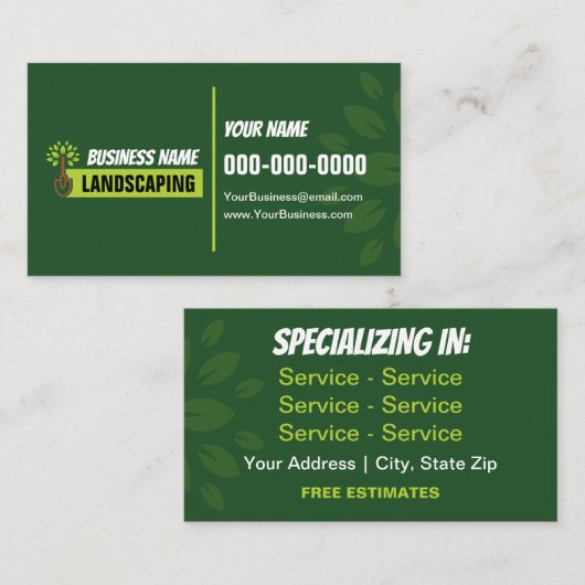 Moderne landschapsarchitectuur met dubbelzijdig zi visitekaartje (Voorkant / Achterkant)