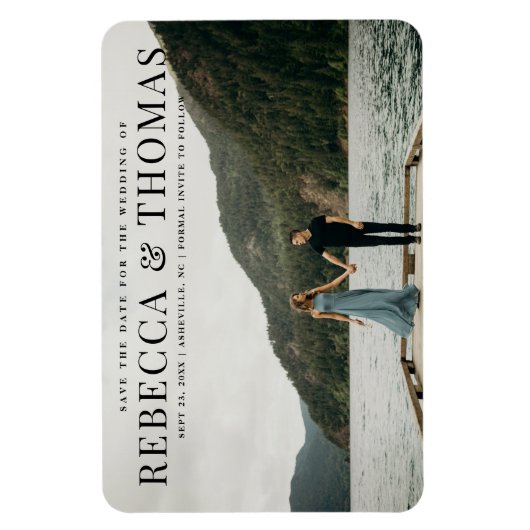 Moderne landschapsfotobruiloft met behoud van datu magneet (Verticaal)