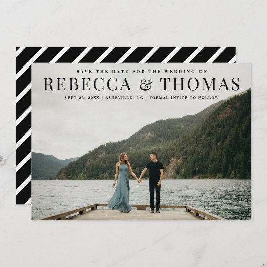 Moderne landschapsfotobruiloft met behoud van datu save the date (Voorkant / Achterkant)