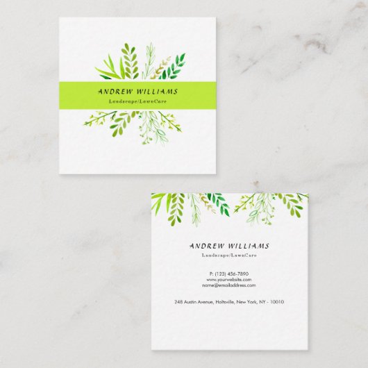 Moderne landschapszorg vierkante visitekaartje (Voorkant / Achterkant)