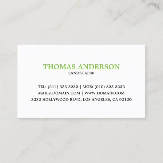 Moderne landschapszorg visitekaartje (Achterkant)
