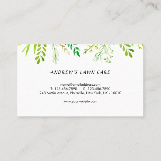 Moderne landschapszorg visitekaartje (Achterkant)