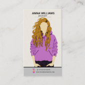 Moderne lange krullende Blond Haar Girly Oorbel Visitekaartje (Voorkant)