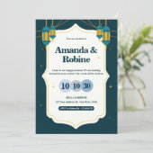 Moderne Lantaarn bruiloft uitnodiging (Staand voorkant)