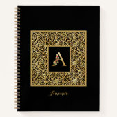 Moderne laopard Gold Personal Monogram Letter A Notitieboek (Voorkant)