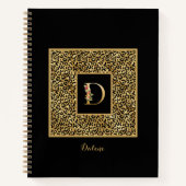 Moderne laopard Gold Personal Monogram Letter D Notitieboek (Voorkant)