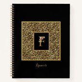 Moderne laopard Gold Personal Monogram Letter F Notitieboek (Voorkant)