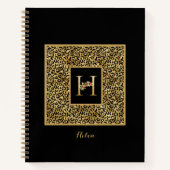 Moderne laopard Gold Personal Monogram Letter H Notitieboek (Voorkant)
