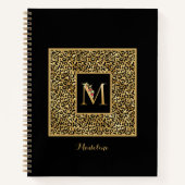 Moderne laopard Gold Personal Monogram Letter M Notitieboek (Voorkant)
