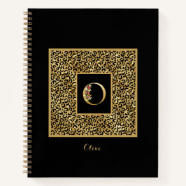 Moderne laopard Gold Personal Monogram Letter O Notitieboek
