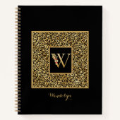 Moderne laopard Gold Personal Monogram Letter W Notitieboek (Voorkant)