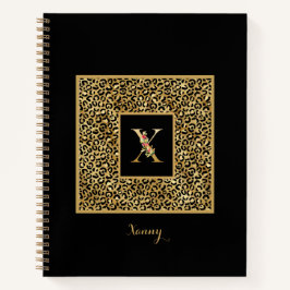 Moderne laopard Gold Personal Monogram Letter X Notitieboek