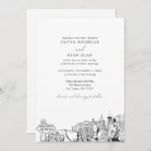 Moderne Las Vegas skyline zwart & wit bruiloft Kaart (Voorkant / Achterkant)