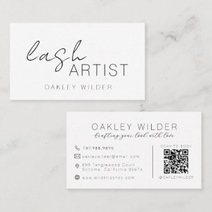 Moderne Lash Artist Script QR-code Visitekaartje
