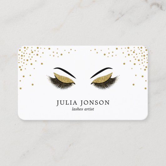 Moderne Lashes met Gold Glitter Makeup Artist Visitekaartje (Voorkant)