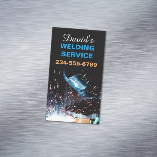 Moderne lassen en metaalfabricage foto magnetisch visitekaartje (Voorbeeld)