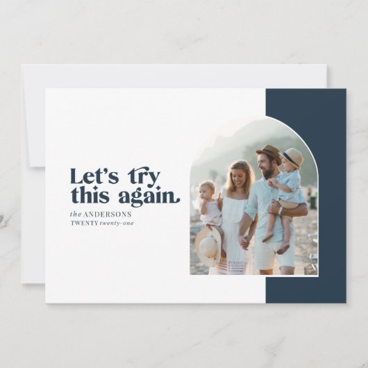 Moderne laten we dit opnieuw proberen moderne Kers Feestdagenkaart (Voorkant)