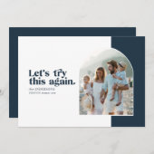 Moderne laten we dit opnieuw proberen moderne Kers Feestdagenkaart (Voorkant / Achterkant)