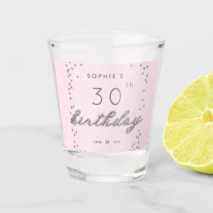 Moderne Latijnse roze sparkle Glitter Birthday Par Shot Glas
