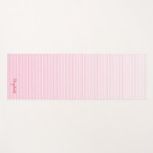 Moderne Latijnse roze witte stripes monogram oefen Yogamat (Voorkant (horizontaal))