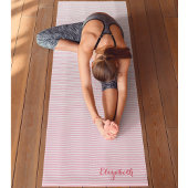 Moderne Latijnse roze witte stripes monogram oefen Yogamat