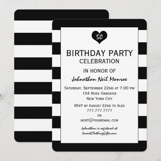 Moderne Latijnse zwarte en witte stripes, zaterdag Kaart (Voorkant / Achterkant)