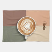 Moderne Latte Art Hart  Theedoek (Horizontaal)