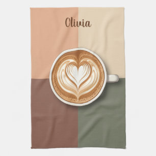 Moderne Latte Art Hart  Theedoek
