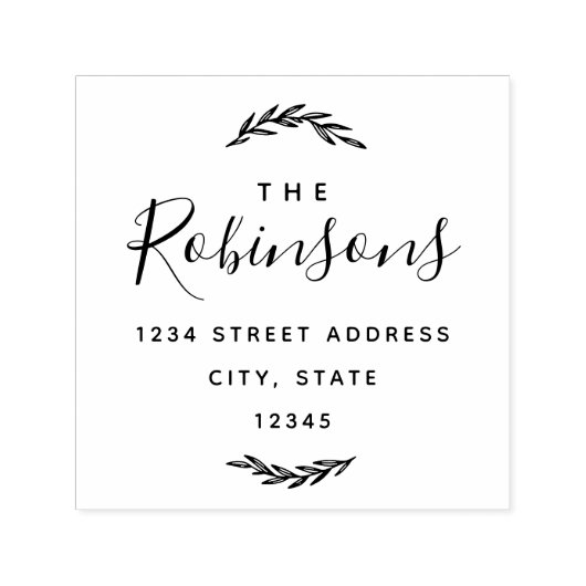 Moderne Laurel familienaam retouradres Zelfinktende Stempel (Design)