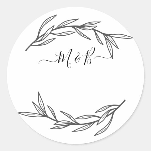 Moderne laurierblad script ronde sticker (Voorkant)