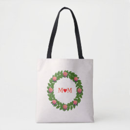 Moderne laurierbladeren en rozen tote bag