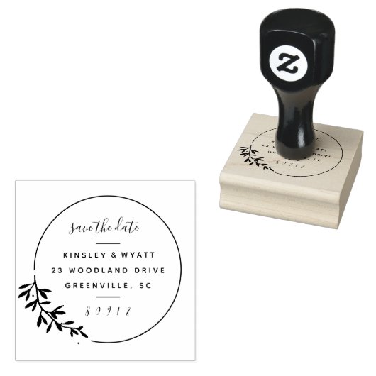 Moderne lauriertak sla het adres van de datumterug rubberstempel (Gestempeld)