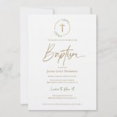 Moderne lauwerkrans verguld gouden kruisdoop kaart (Voorkant)