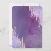 Moderne Lavander Glitter leidt tot Violet Sweet 16 Kaart (Achterkant)