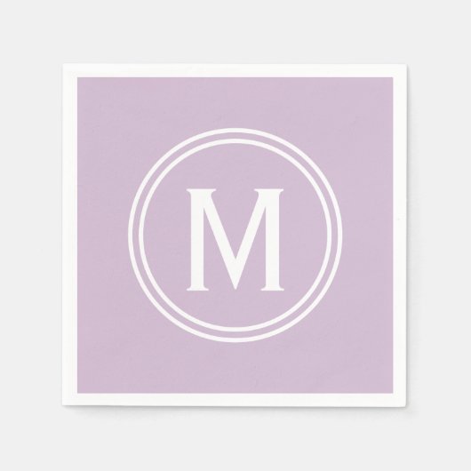 Moderne Lavendel Aangepaste Ronde Ingelijste Monog Servet (Voorkant)